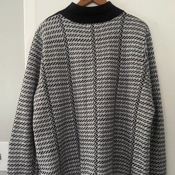 Vintage Calvin Klein Black Grey Striped Diagonal Acrylic Sweater Women's Size XL - Picture 6 of 7